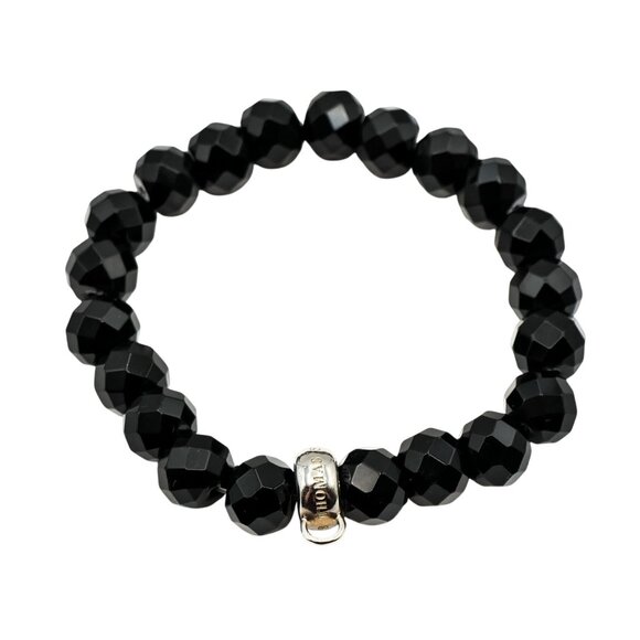 Thomas Sabo Obsidian Charm Carrier Beaded Bracelet 6.7 Inches - Picture 1 of 5